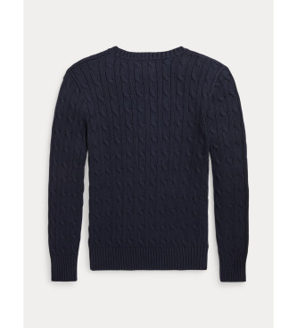 Polo Ralph Lauren Pull en coton marine tricot en cru