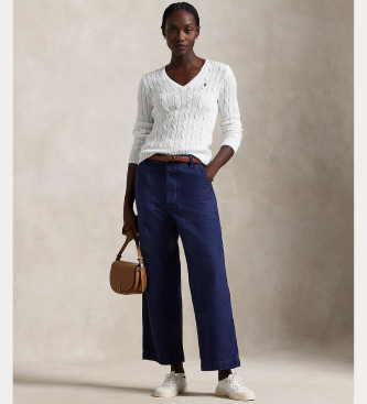 Polo Ralph Lauren Bomullsjersey i vit ecru stickad jersey