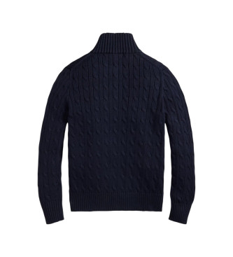 Polo Ralph Lauren Pull en coton marine tricot en cru