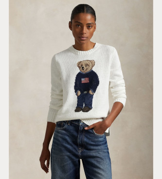 Polo Ralph Lauren Pullover i bomuld og hr med hvid Polo Bear