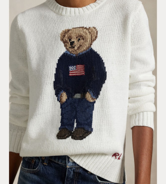 Polo Ralph Lauren Pullover i bomuld og hr med hvid Polo Bear