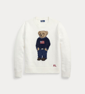 Polo Ralph Lauren Pullover i bomuld og hr med hvid Polo Bear