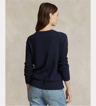 Polo Ralph Lauren Trui van katoen en linnen met marineblauw Bear Poloshirt