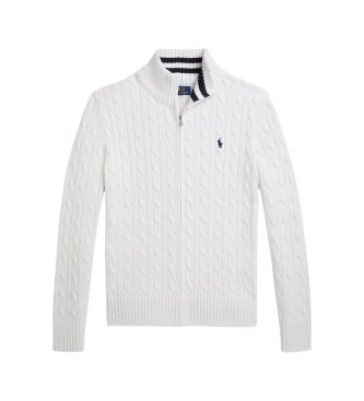 Polo Ralph Lauren Pull en coton point torsades blanc