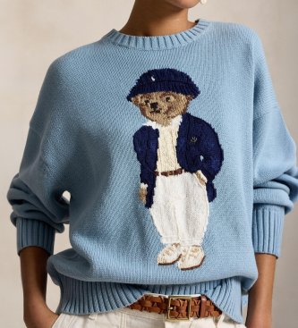 Polo Ralph Lauren Oversize-Baumwollpullover mit blauem Polo Bear