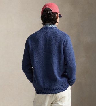 Polo Ralph Lauren Camisola de algodão e linho com camisola pólo Bear azul-marinho