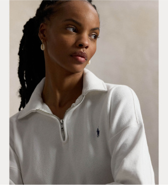 Polo Ralph Lauren Felpa leggera con zip bianca