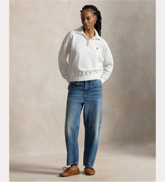 Polo Ralph Lauren Felpa leggera con zip bianca