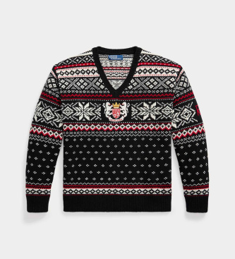 Polo Ralph Lauren Maglione di lana ricamato nero
