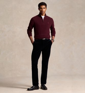 Polo Ralph Lauren Bordo volneni pulover s kratko zadrgo