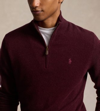 Polo Ralph Lauren Bordo volneni pulover s kratko zadrgo
