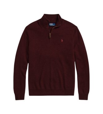 Polo Ralph Lauren Maglione di lana con zip corta bordeaux
