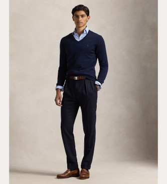 Polo Ralph Lauren Wełniany sweter Slim Fit w kolorze granatowym