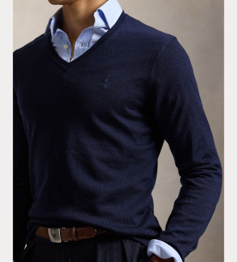 Polo Ralph Lauren Wełniany sweter Slim Fit w kolorze granatowym
