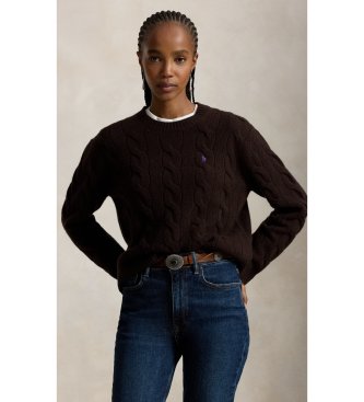 Polo Ralph Lauren Rjav pulover iz volne in ka?mirja