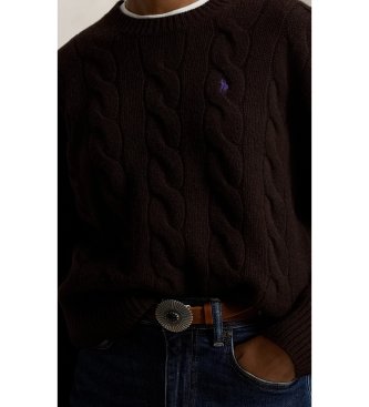 Polo Ralph Lauren Rjav pulover iz volne in ka?mirja