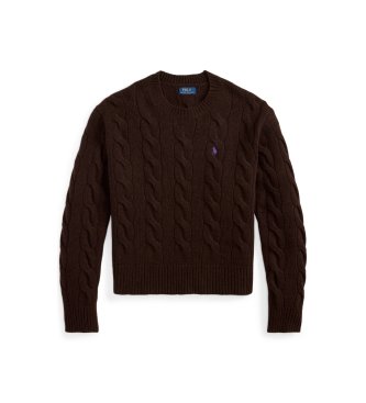Polo Ralph Lauren Rjav pulover iz volne in ka?mirja