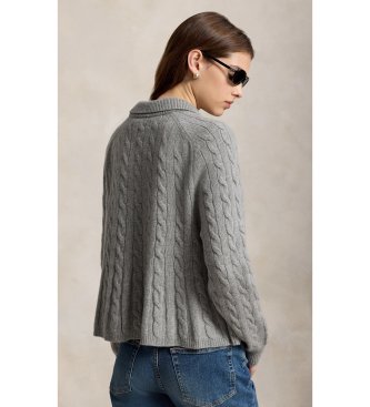 Polo Ralph Lauren Grauer Pullover aus Wolle und Kaschmir mit Schößchen