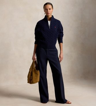 Polo Ralph Lauren Camisola de malha de lã e caxemira em azul-marinho