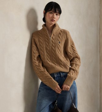 Polo Ralph Lauren Brown knitted wool and cashmere jumper