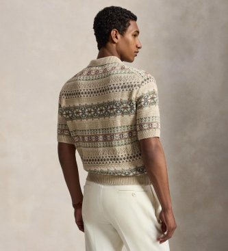 Polo Ralph Lauren Camisola de linho e algodão Fair Isle bege