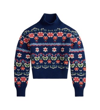 Polo Ralph Lauren Pullover aus Wollmischung mit blauen Blumen
