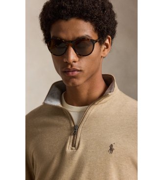 Polo Ralph Lauren Jersey de punto con cremallera corta marrón