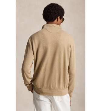 Polo Ralph Lauren Jersey de punto con cremallera corta marrón