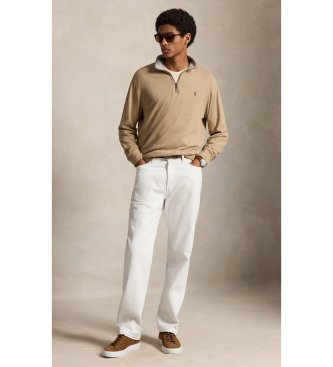 Polo Ralph Lauren Jersey de punto con cremallera corta marrón