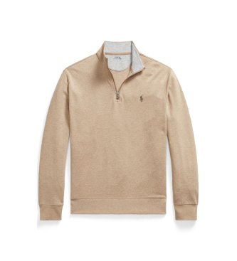 Polo Ralph Lauren Jersey de punto con cremallera corta marrón