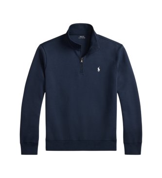 Polo Ralph Lauren Dubbelstickad tröja med kort dragkedja i marinblå färg