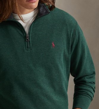 Polo Ralph Lauren Maglione in maglia morbidissima con cerniera verde