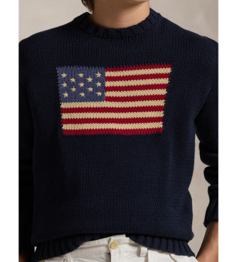 Polo Ralph Lauren Maglia iconica con bandiera blu navy