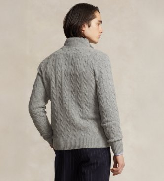 Polo Ralph Lauren Grey knitted pullover with grey zip