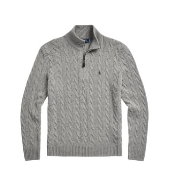 Polo Ralph Lauren Grey knitted pullover with grey zip