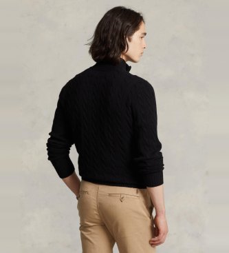 Polo Ralph Lauren Pull noir en maille avec fermeture éclair