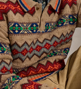 Polo Ralph Lauren Maglione Fair Isle in misto lana marrone