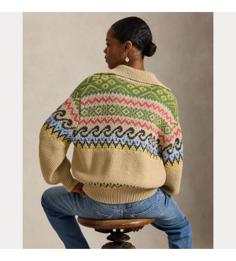 Polo Ralph Lauren Fair Isle Lace-Up beige trui