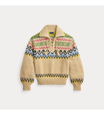 Polo Ralph Lauren Fair Isle Lace-Up beige trui