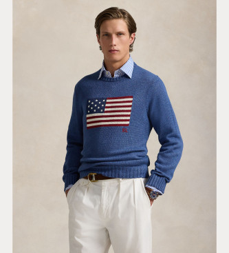 Polo Ralph Lauren Ikonischer Pullover mit blauer Flagge