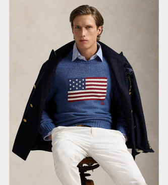 Polo Ralph Lauren Ikonischer Pullover mit blauer Flagge