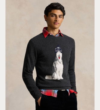 Polo Ralph Lauren Pull Intarsia chien gris