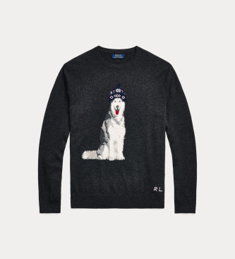 Polo Ralph Lauren Pull Intarsia chien gris