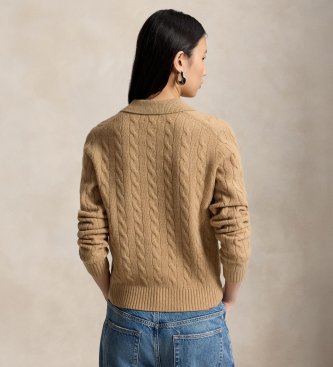 Polo Ralph Lauren Rjav pulover polo iz volne in kašmirja