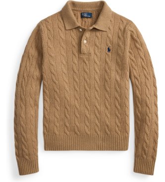 Polo Ralph Lauren Rjav pulover polo iz volne in kašmirja