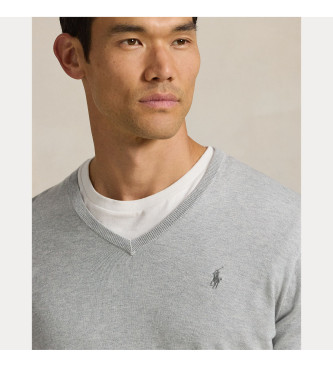 Polo Ralph Lauren Pulover Slim Fit sive barve