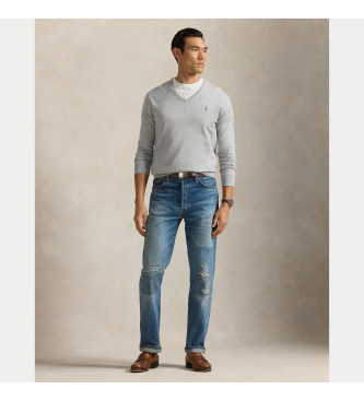 Polo Ralph Lauren Pulover Slim Fit sive barve