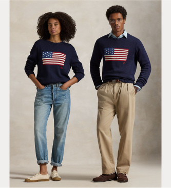 Polo Ralph Lauren Pulover z zastavo mornarice