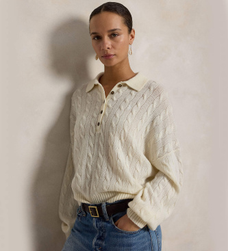Polo Ralph Lauren Beige trui van wol en kasjmier met polokraag