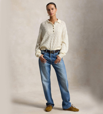 Polo Ralph Lauren Beige trui van wol en kasjmier met polokraag
